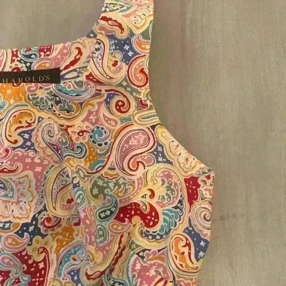 Harold's Multi Color Paisley A Line Sleeveless Dress Size 0 Pristine - Picture 6 of 8